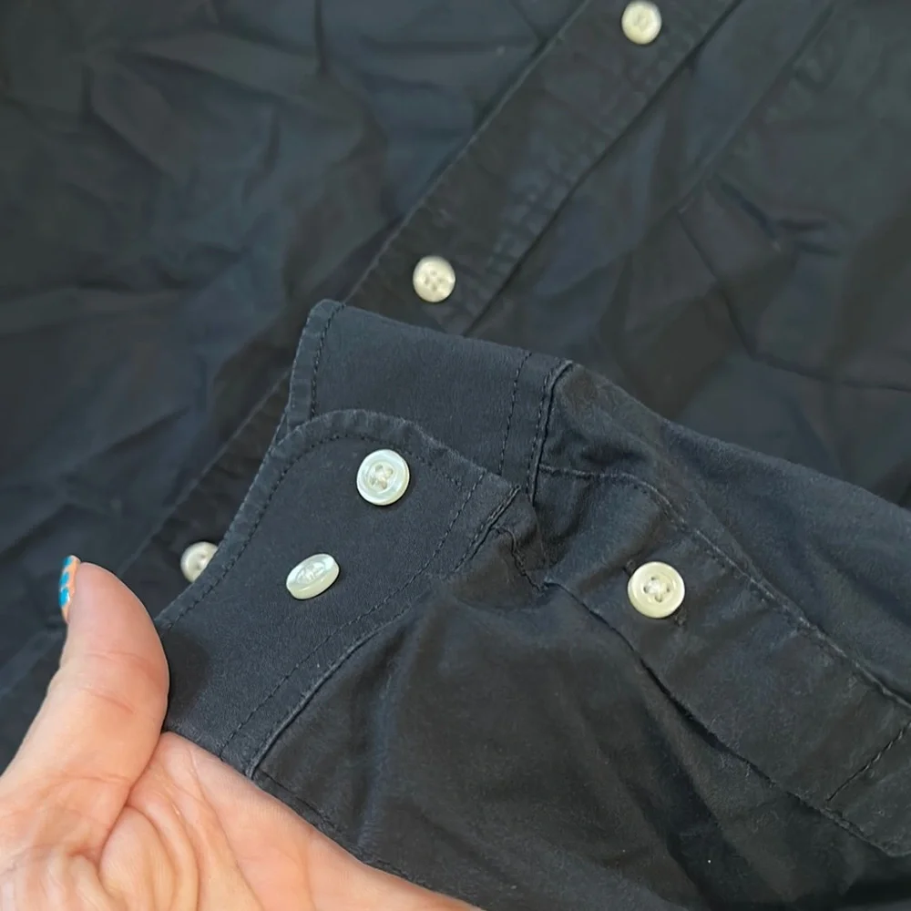 Chaps Black and White Button Down Shirt - Picture 8 of 9